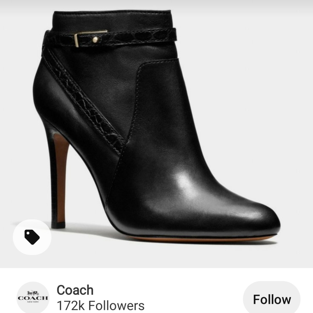 Coach Black Leather Booties, size 8